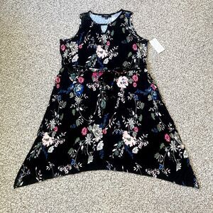 NEW Chelsea Studio Sleeveless Dress Size 1X  22-24 Black Floral Cottagecore